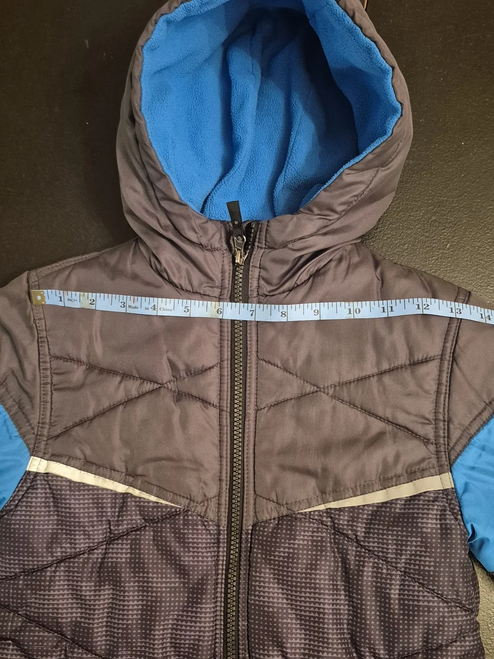 Boys Puffer Jacket Hooded Sz S (7) Fleece Lining Pacific Trail Black & Blue